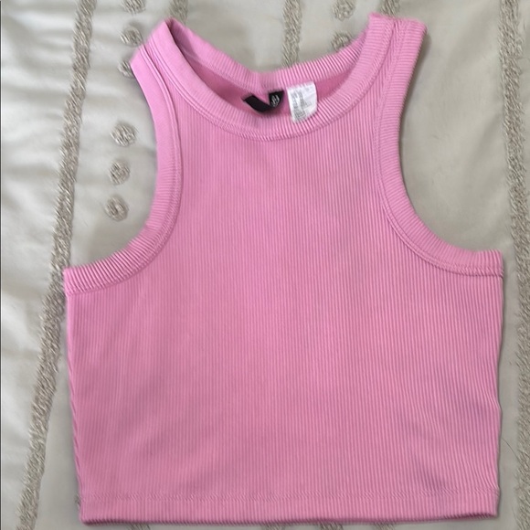 Divided Tops - Pink Ribbed Crop Top by Divided H&M